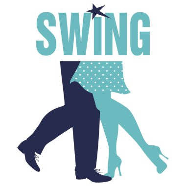 Swing dansçısı marka logo resmi beyaz arkaplanda izole edildi