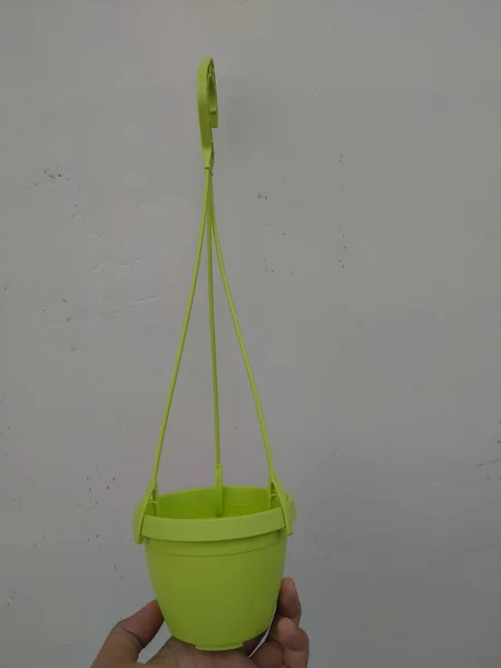 Green Hanging Pot White Background — Stock Photo, Image