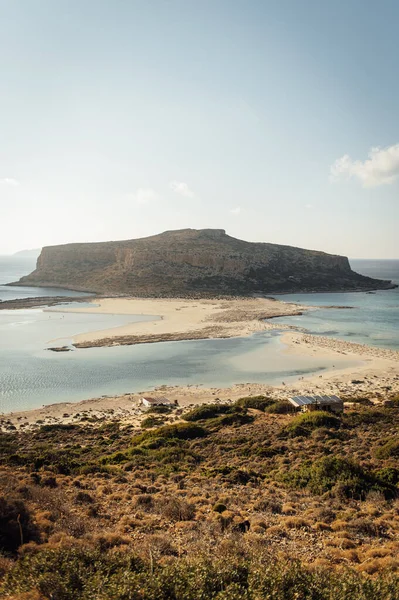 Isla Gramvousa Hermosa Playa Balos Atardecer Isla Creta Grecia Sartén — Foto de Stock