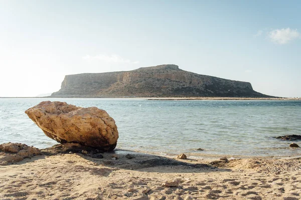 Isla Gramvousa Hermosa Playa Balos Atardecer Isla Creta Grecia Sartén — Foto de Stock