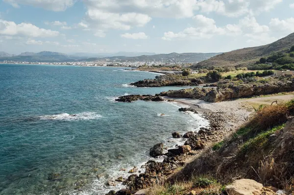 Mittelmeer Und Felsige Küste Von Kreta Griechenland Die Lage Ist — Stockfoto
