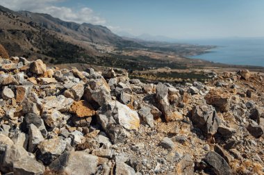 Yunanistan 'ın Girit kentinin güney kıyısının destansı manzarası. Akdeniz.