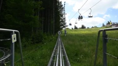 Roller Rodelban 'ın Carpathian dağlarındaki aşırı cazibesine sahip ilk kişinin bakış açısı. Yukarı çık.