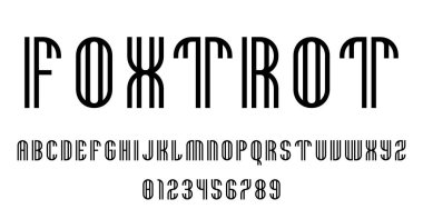 Alfabe yazı tipi harfleri kümesi ve çizgiler vektör illüstrasyonlu modern soyut tasarımı numaralar