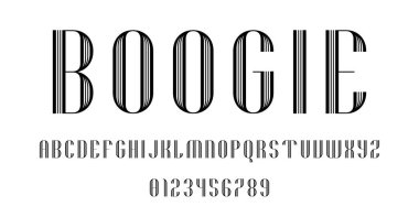 Alfabe yazı tipi harfleri kümesi ve çizgiler vektör illüstrasyonlu modern soyut tasarımı numaralar