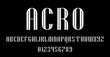 Alfabe yazı tipi harfleri kümesi ve çizgiler vektör illüstrasyonlu modern soyut tasarımı numaralar