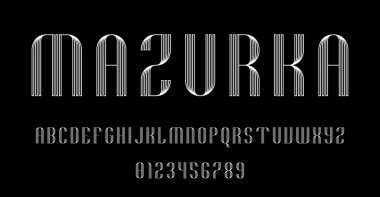 Alfabe yazı tipi harfleri kümesi ve çizgiler vektör illüstrasyonlu modern soyut tasarımı numaralar