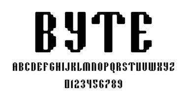 Alfabe yazı tipi harfleri ve numaralar modern soyut tasarım vektörü çizimi