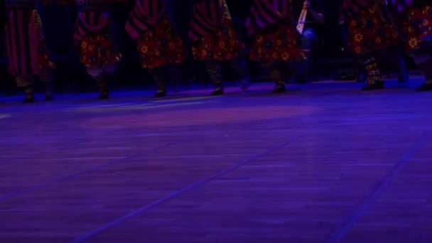 在大厅里表演民间舞蹈的团体 — 图库视频影像