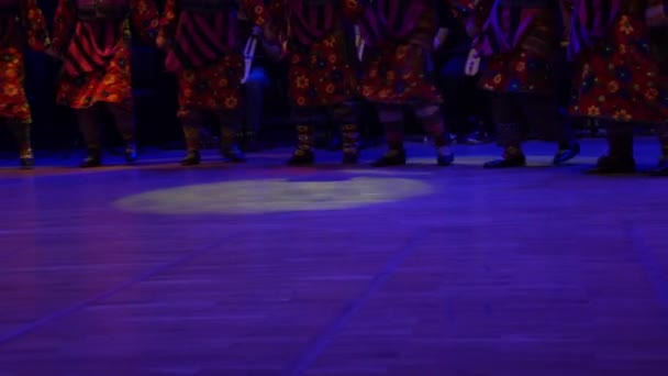 Gruppo Che Esegue Danza Popolare Nella Sala — Video Stock
