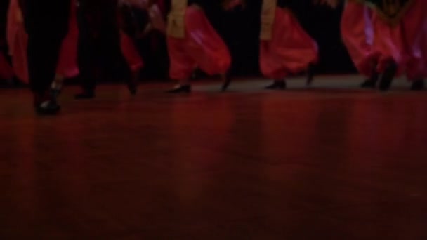 Группа Исполняющая Народные Танцы Зале — стоковое видео