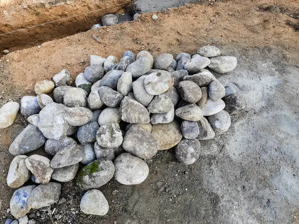 Pile of stone material on the ground for building materials