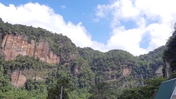 Time Lapse Cloud Movement Harau Valley Area Cliffs Covered Green — Stock Video