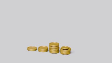 Yükselen Yeşil Ok animasyonlu 3B Para Yığını Beyazda İzole Edildi