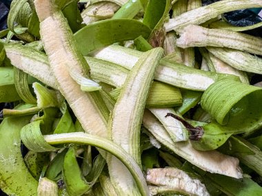 Taze yeşil pisang raja veya meyve çıkarıldıktan sonra muz kabukları organik gübre, hayvan yemi ve doğal ilaçlar için kullanışlıdır.