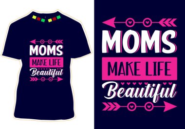 Mutlu Anneler Günü Tişört Tasarım Vektörü