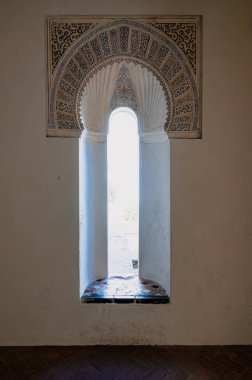 Window to the Past - Ornate Detail in the Alcazaba Palace, fortified palace complex that showcases a unique blend of Islamic, Spanish, and Moorish influences. Built during the 11th century by the Hammudid dynasty, it features ornate decoration, intri