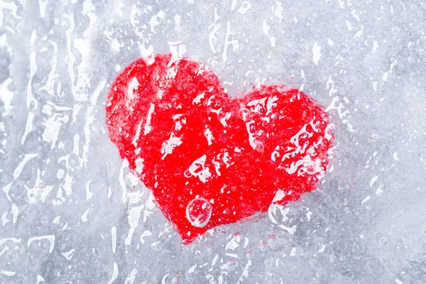 Vörös Szív Jégben Fogalma Fogyatékosság Szeretni Érezni Érzelmek Szív Egy — Stock Fotó