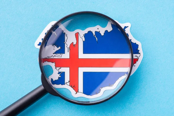 Country Studying Iceland Magnifying Glass Map Iceland — Stock Photo, Image