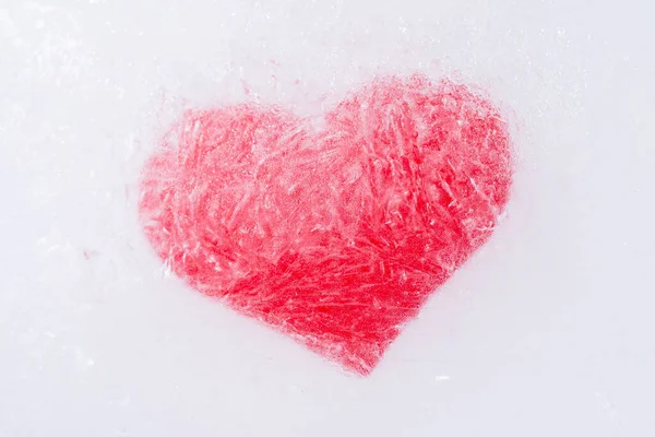 Jégbe Fagyott Vörös Szív Összetört Szív Érzelmek Érzelmek Nélkül — Stock Fotó