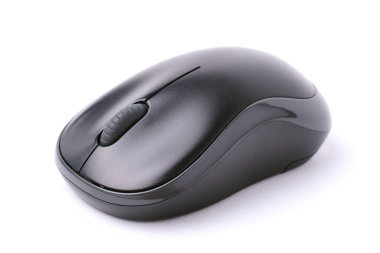 Beyaz bir arka plan üzerinde izole siyah kablosuz bilgisayar fare