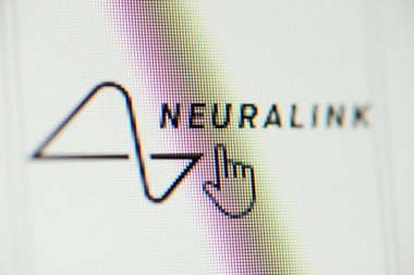 Mouse cursor on Neuralink logo. Chernihiv, Ukraine - January 15, 2022