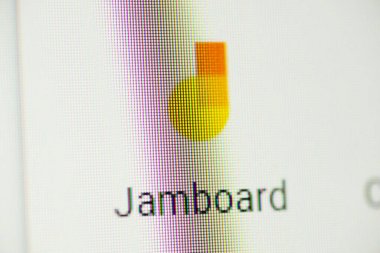 Google Jamboard app concept. Computer screen with Jamboard logo. Chernihiv, Ukraine - 15 January 2022