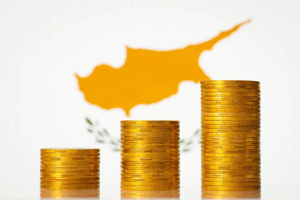 Money Coins Stacks Front Cyprus Flag Development Economy Cyprus Concept — Stock Photo, Image