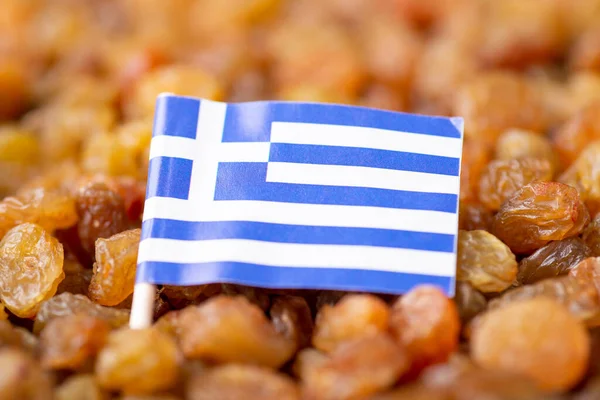 Flag of Greece on raisin. Origin of raisin, growing raisin in Greece concept