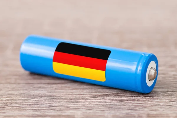 Drapeau Allemagne Sur Batterie Ion 18650 Production Accumulateurs Rechargeables Allemagne — Photo