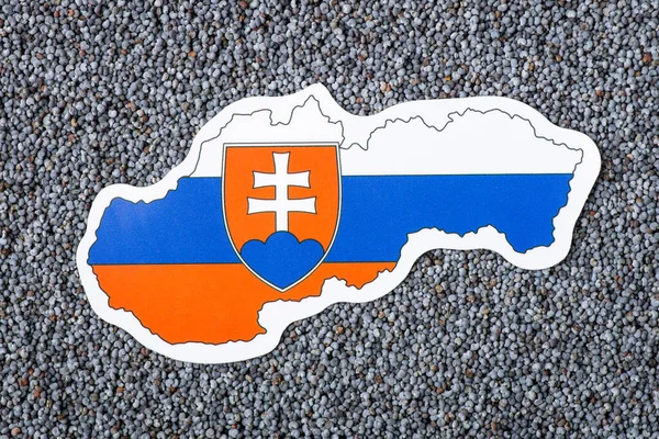 Karta Och Flagga Slovakien Skördade Vallmofrön Ursprunget Till Vallmofrökonceptet Jordbruksföretag — Stockfoto