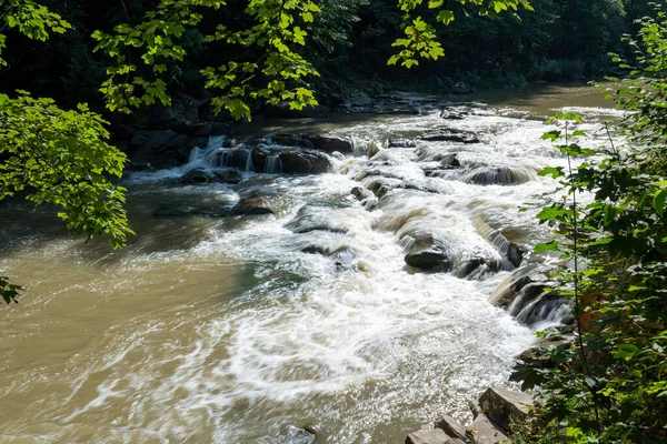 Probiy Wasserfall Auf Dem Fluss Prut Der Stadt Yaremche Beliebte Stockbild