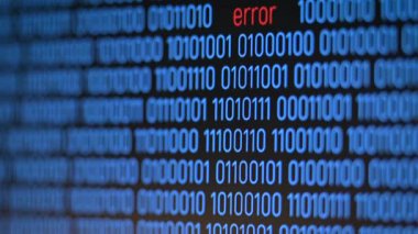 İkili kodlu ekran, dijital veri işleme, kod hatası. Verilerle ilgili sorunlar, bilgi hatası