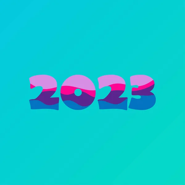Yeni Yıl 2023 Dalga Rengarenk Tasarımı Modelleme Yazdırma Tasarım Duvar — Stok Vektör