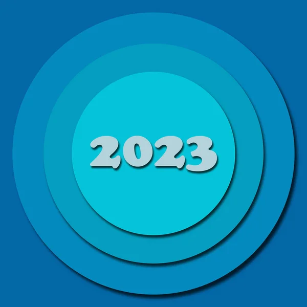 Nieuwjaar 2023 Papier Gesneden Blauwe Kleur Ontwerp Goed Voor Website — Stockvector