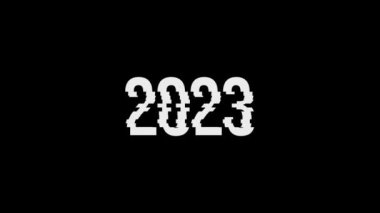 2023 'ten 2024' e efekt arızalı ve arka plan siyah ekranlı minimalist animasyon