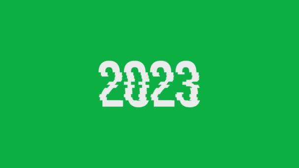 2023 Tot 2024 Minimalistische Animatie Met Effect Glitch Achtergrond Groen — Stockvideo