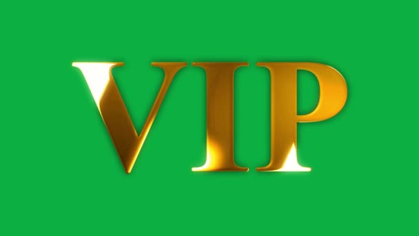 Vip テキスト ゴールド エフェクトアニメーション グリーン スクリーン — ストック動画