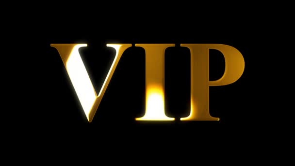 Vip Text Gold Effect Animation Black Screen — Stock Video