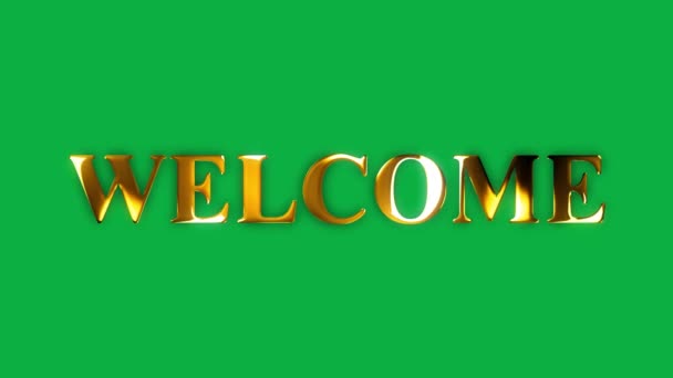 Welcome Text Gold Effect Animation Green Screen Royalty Free Stock Video