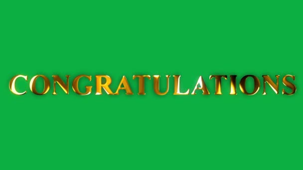 Congratulation Text Gold Effect Animation Green Screen — Stock Video