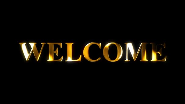 Welcome Text Gold Effect Animation Black Screen Royalty Free Stock Video