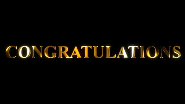 Congratulation Text Gold Effect Animation Black Screen — Stock Video