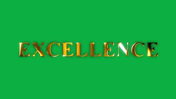 Excellence Text Guld Effekt Animation Med Grön Skärm — Stockvideo