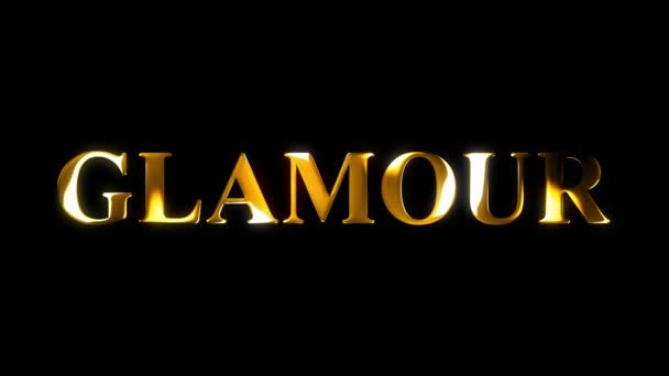 Animación Glamour Text Gold Effect Con Pantalla Negra — Vídeos de Stock