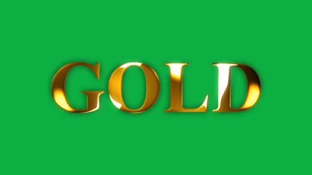 Złoty Tekst Złoty Efekt Animacji Zielonym Ekranem — Wideo stockowe