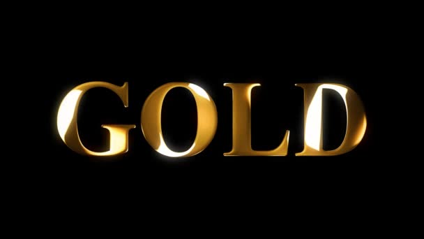 Złoty Tekst Złoty Efekt Animacji Czarnym Ekranem — Wideo stockowe