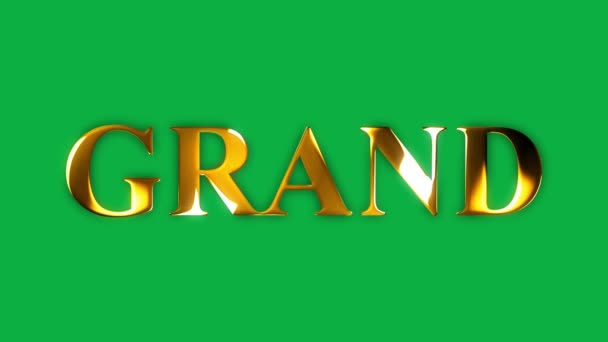 Animación Grand Text Gold Effect Con Pantalla Verde — Vídeos de Stock