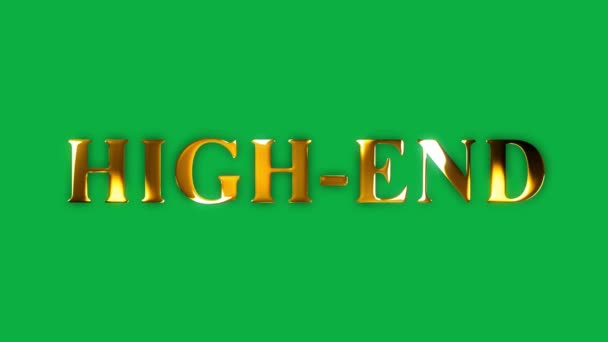 High End Text Gold Effect Animation Green Screen — стоковое видео