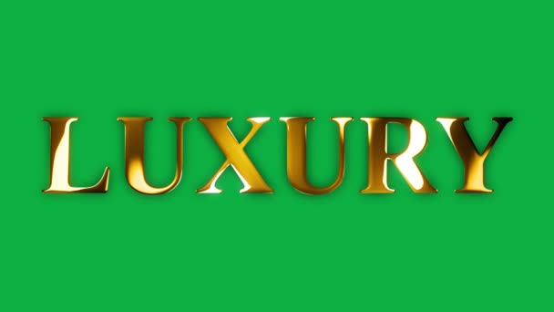 Luksusowy Tekst Złoty Efekt Animacji Zielonym Ekranem — Wideo stockowe